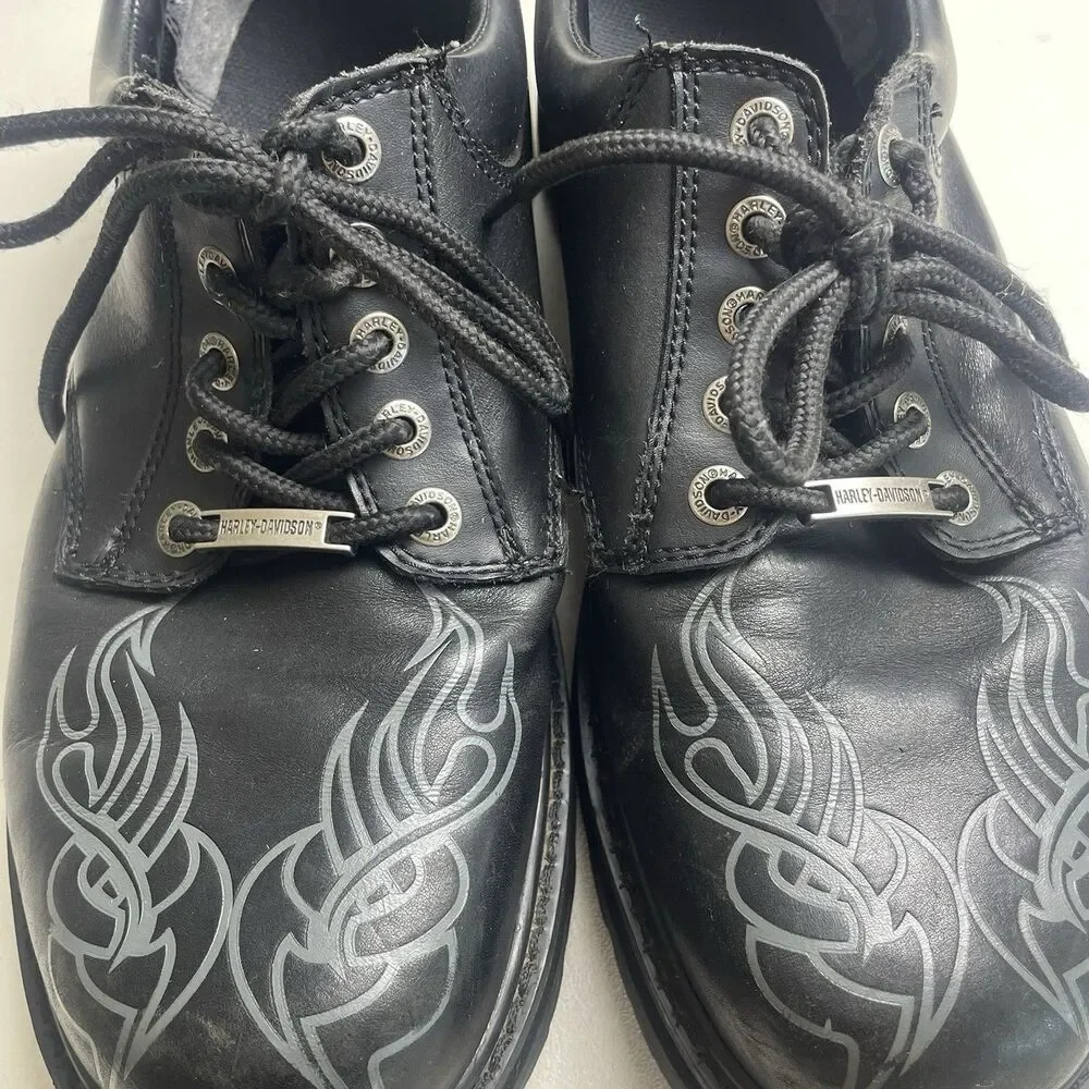 Harley Davidson Men's Black Leather Low Top Motorcycle Riding  Dress Shoes 13